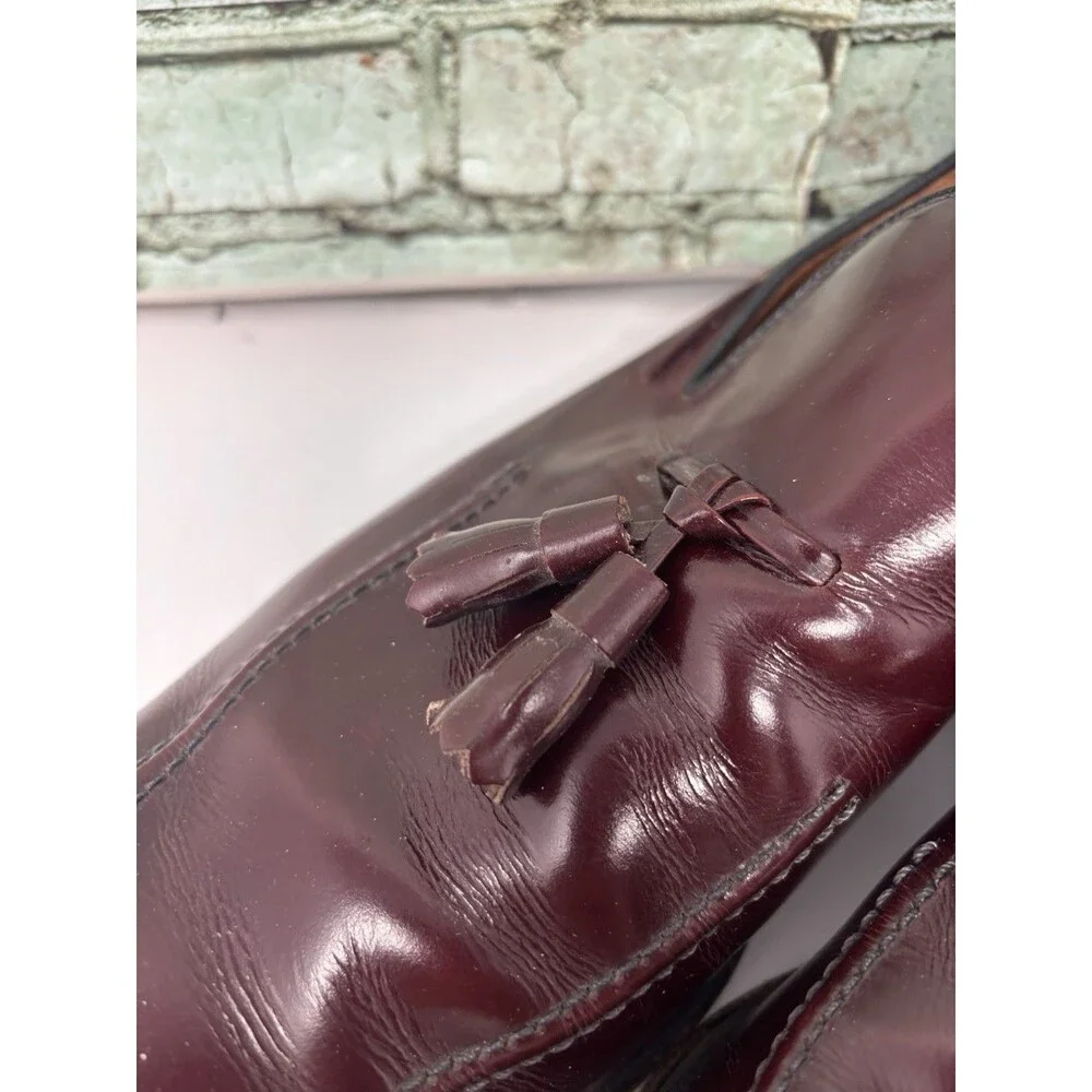 Allen Edmonds Saratoga Tassel Loafers 14 AA  Narrow Burgundy Oxblood Leather USA